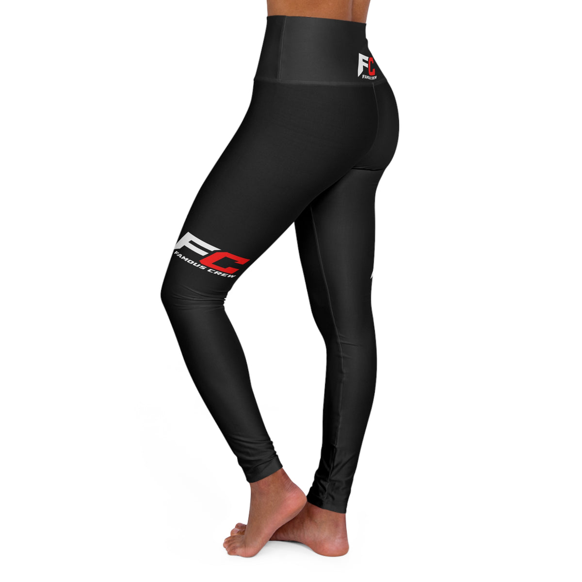FC Logo High Waisted Yoga Leggings | Black All-Over Print