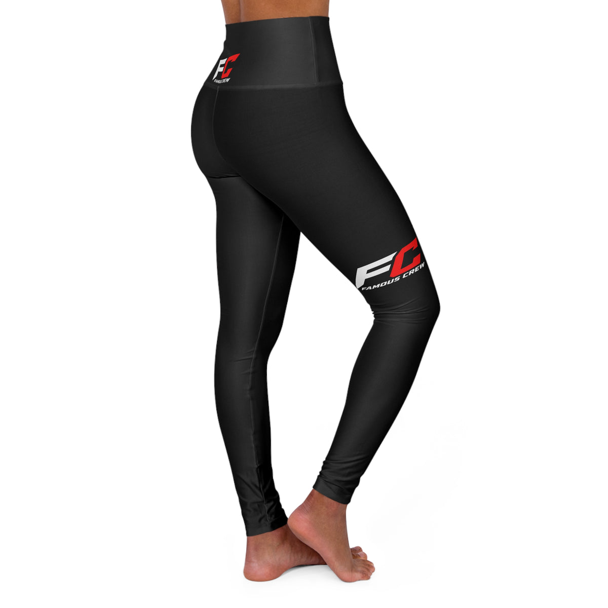FC Logo High Waisted Yoga Leggings | Black All-Over Print