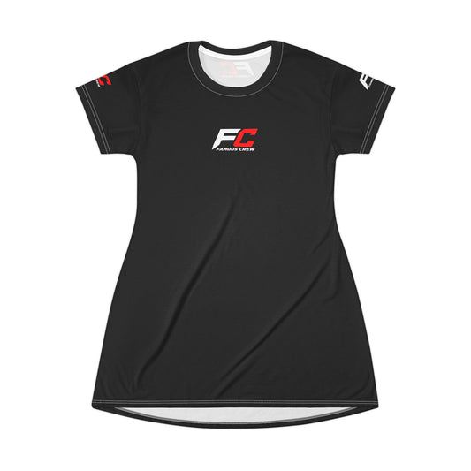 Female Racing Team Logo T-Shirt Dress — FC Performance Black AOP Dress